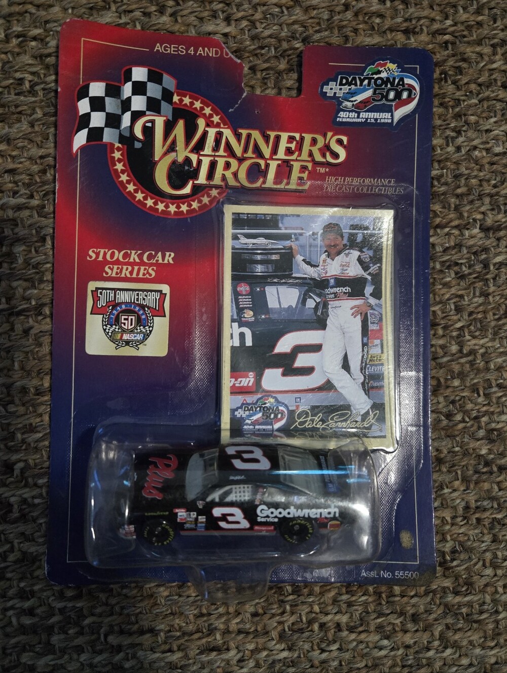 New Dale Earnhardt #3 1998 Winner's Circle Car & Card Daytona 500 40th Annual Ed